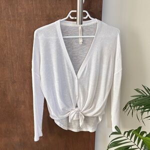 Babaton White Button-Down Knit Top